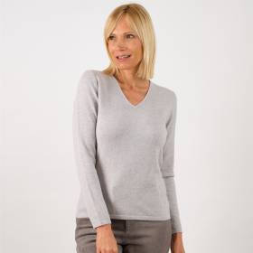 Pull col v cachemire marbre . .