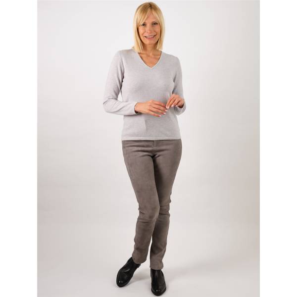 Pull col v cachemire marbre . .