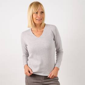 Pull col v cachemire marbre . .