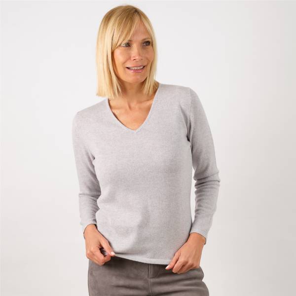 Pull col v cachemire marbre . .