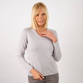 Pull col v cachemire marbre . .
