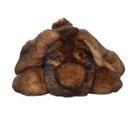 Peluche chien dormeur en orylag marron . .