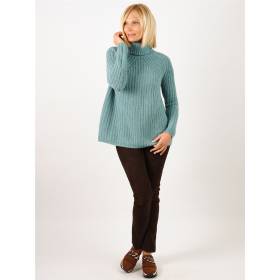 Pull col roulé cashmere manches raglan vert céladon