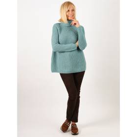 Pull col roulé cashmere manches raglan vert céladon