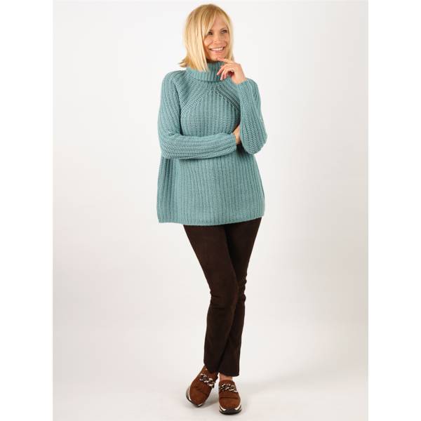 Pull col roulé cashmere manches raglan vert céladon