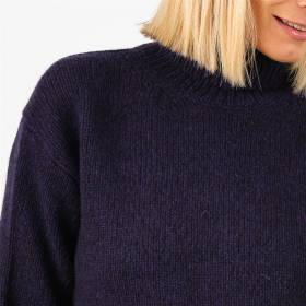 Pull col roulé laine/cashmere oversize blue black