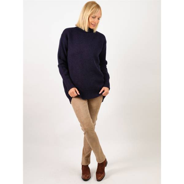 Pull col roulé laine/cashmere oversize blue black