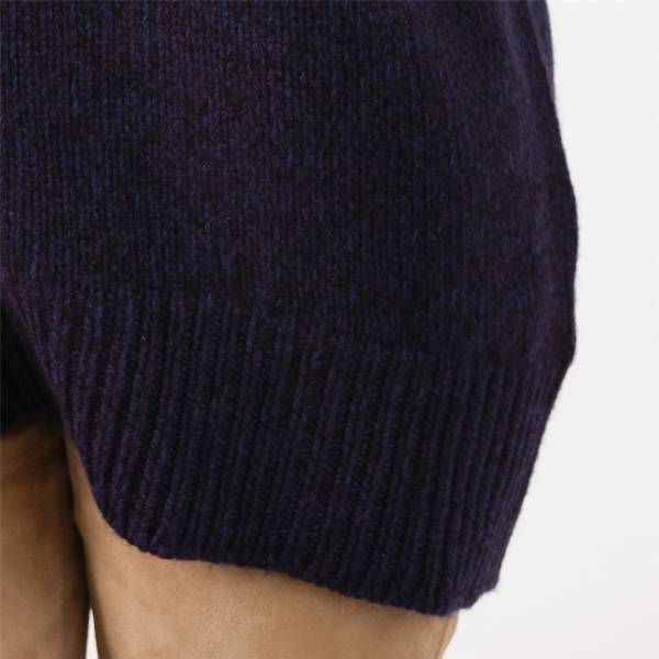 Pull col roulé laine/cashmere oversize blue black