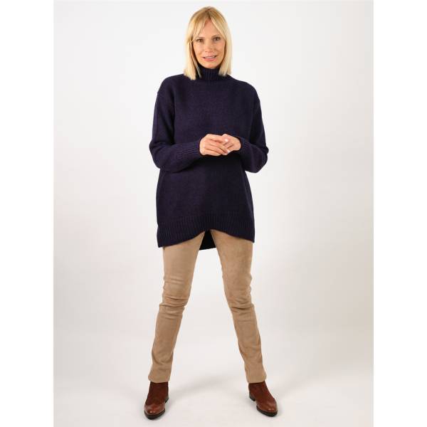 Pull col roulé laine/cashmere oversize blue black
