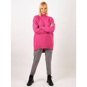 Pull col roulé laine/cashmere oversize pink