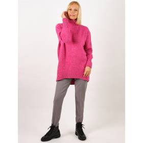 Pull col roulé laine/cashmere oversize pink
