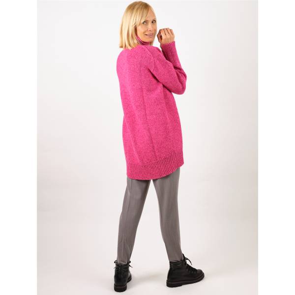 Pull col roulé laine/cashmere oversize pink