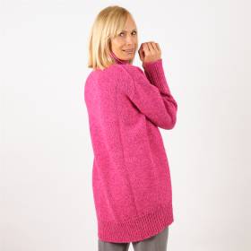 Pull col roulé laine/cashmere oversize pink