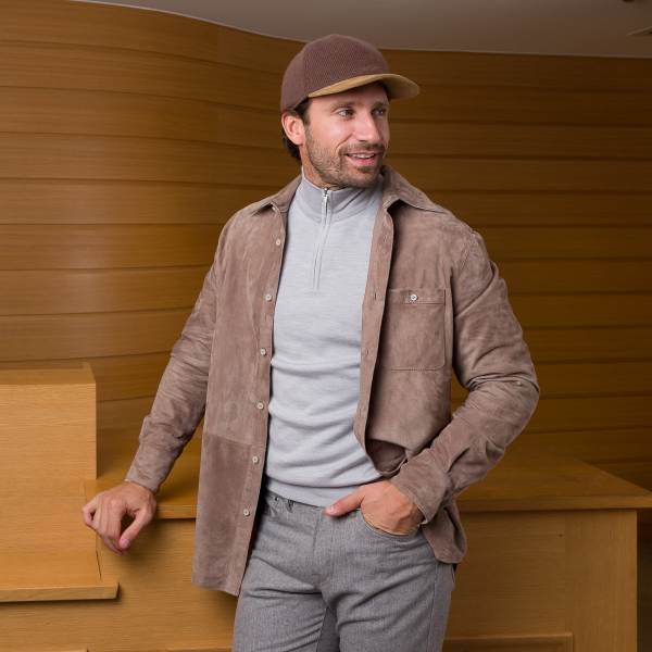 Casquette cashmere/alcantara/flanelle ebène taupe taupe