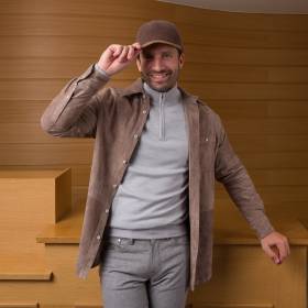Casquette cashmere/alcantara/flanelle ebène taupe taupe