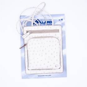 Pochette plate façon autruche 2 zips écru taupe