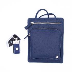 Pochette plate façon autruche 2 zips navy navy