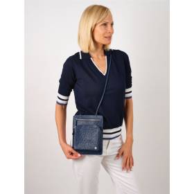 Pochette plate façon autruche 2 zips navy navy