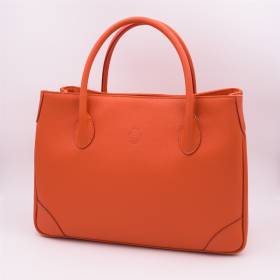 Sac à main cabas en cuir grainé orange orange