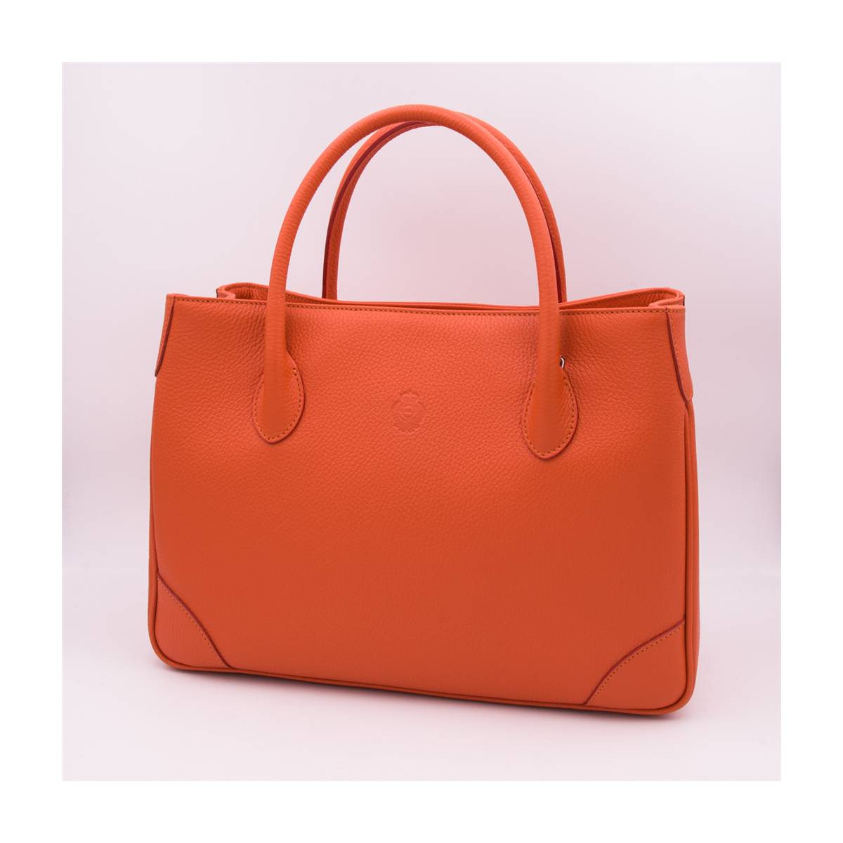 Sac à main cabas en cuir grainé orange orange