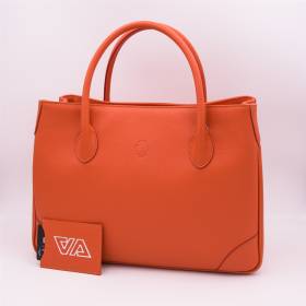 Sac à main cabas en cuir grainé orange orange