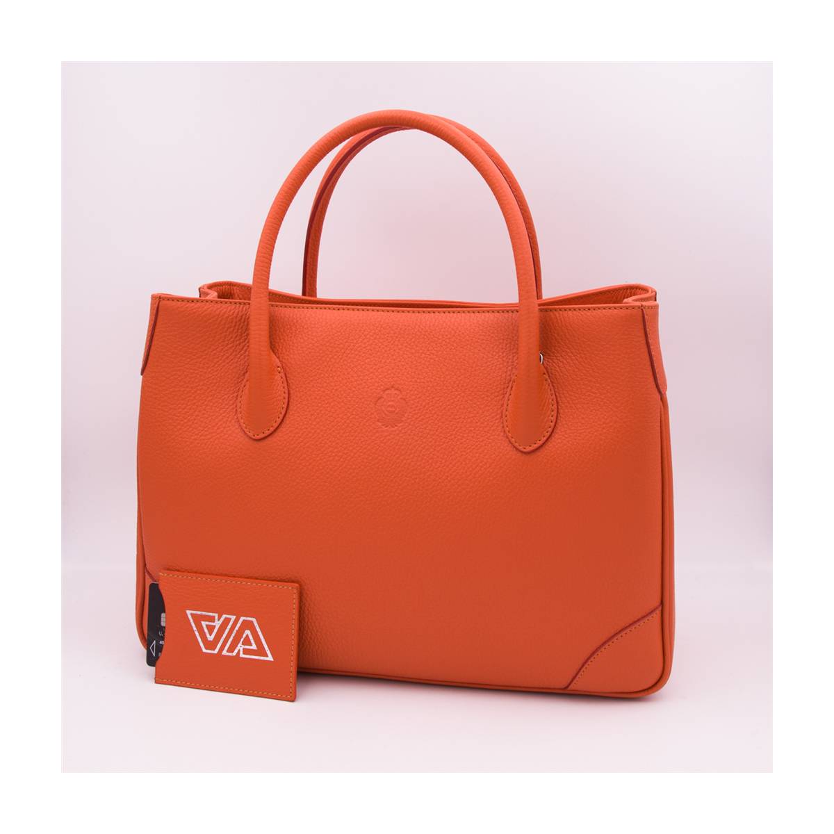 Sac à main cabas en cuir grainé orange orange