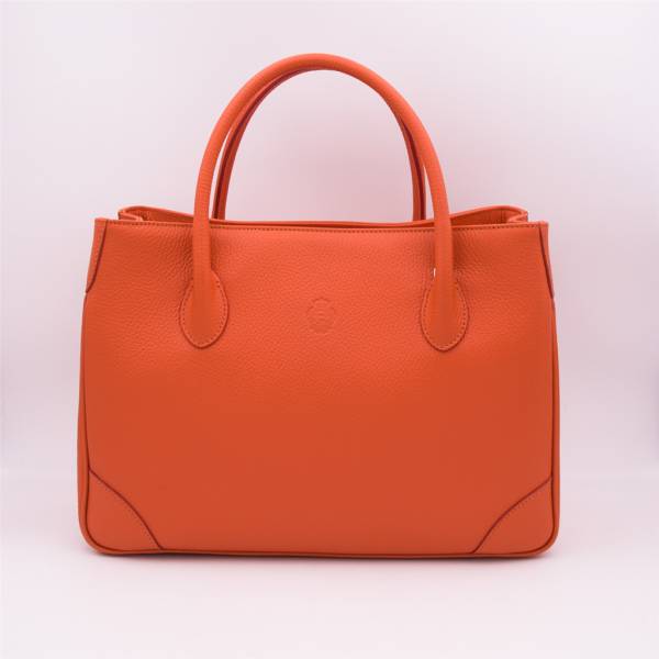 Sac à main cabas en cuir grainé orange orange