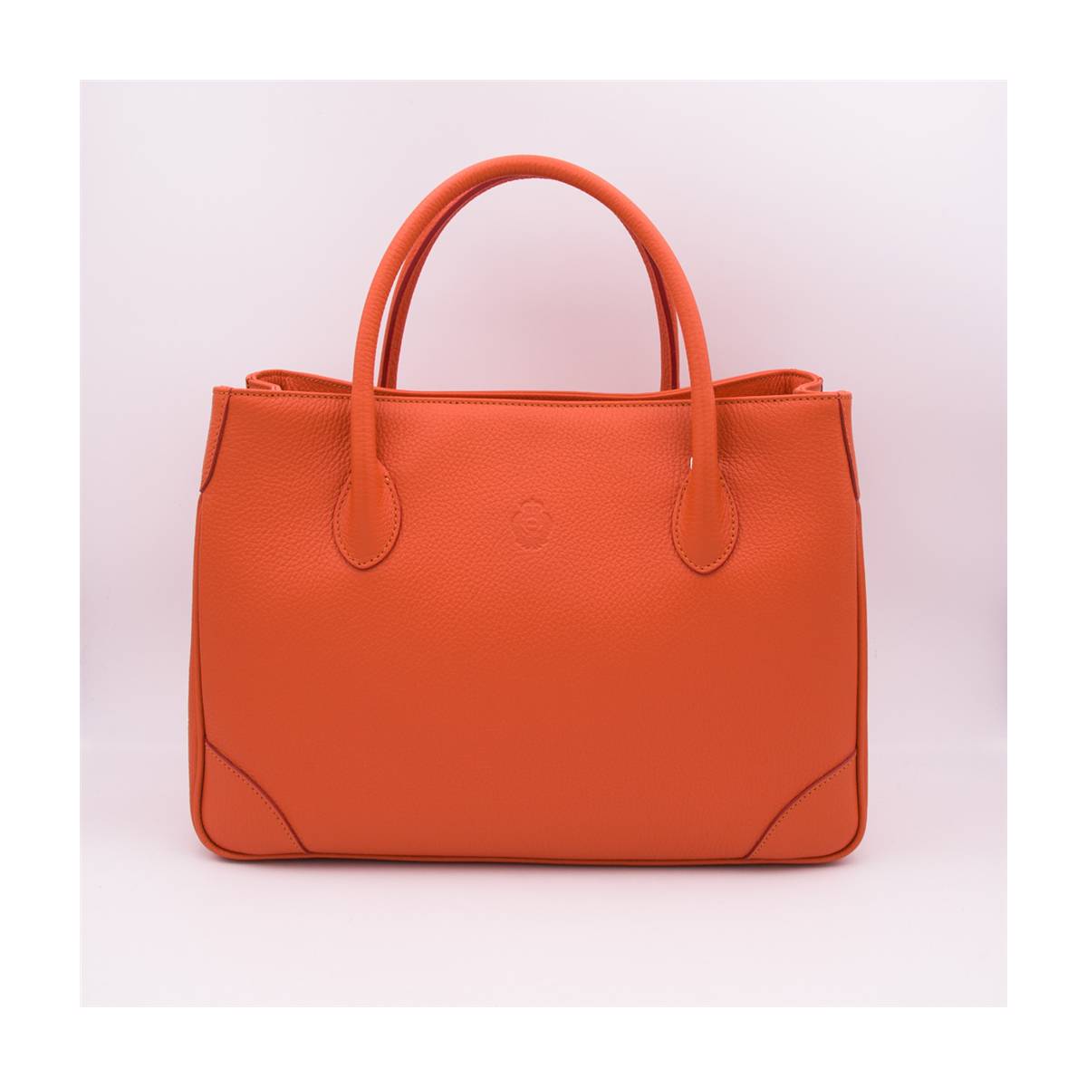Sac à main cabas en cuir grainé orange orange