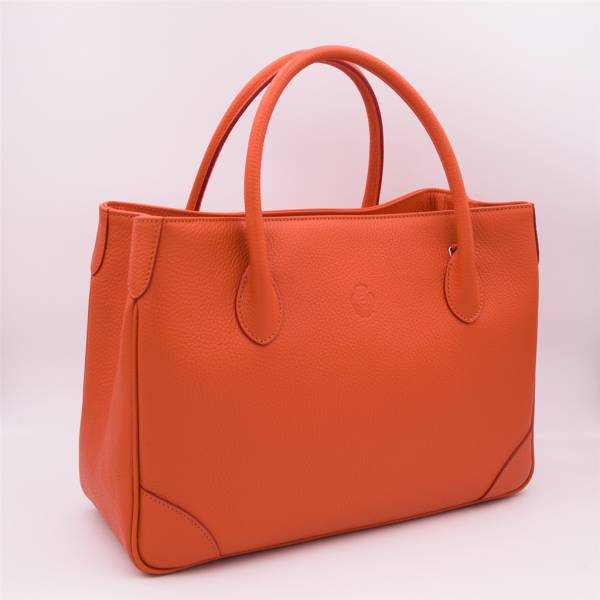 Sac à main cabas en cuir grainé orange orange