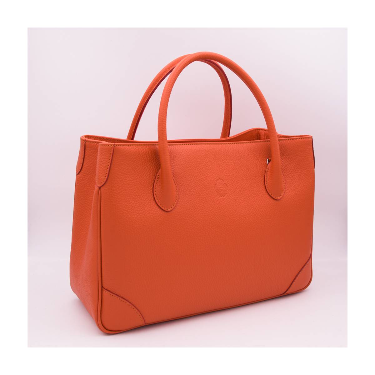 Sac à main cabas en cuir grainé orange orange