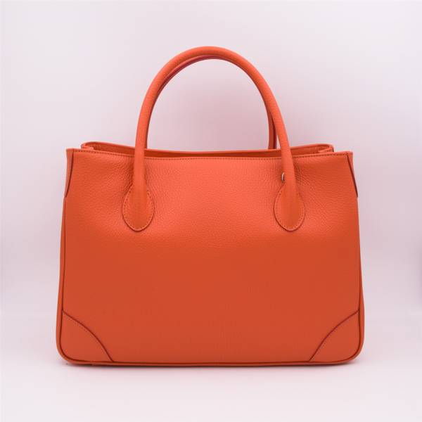 Sac à main cabas en cuir grainé orange orange