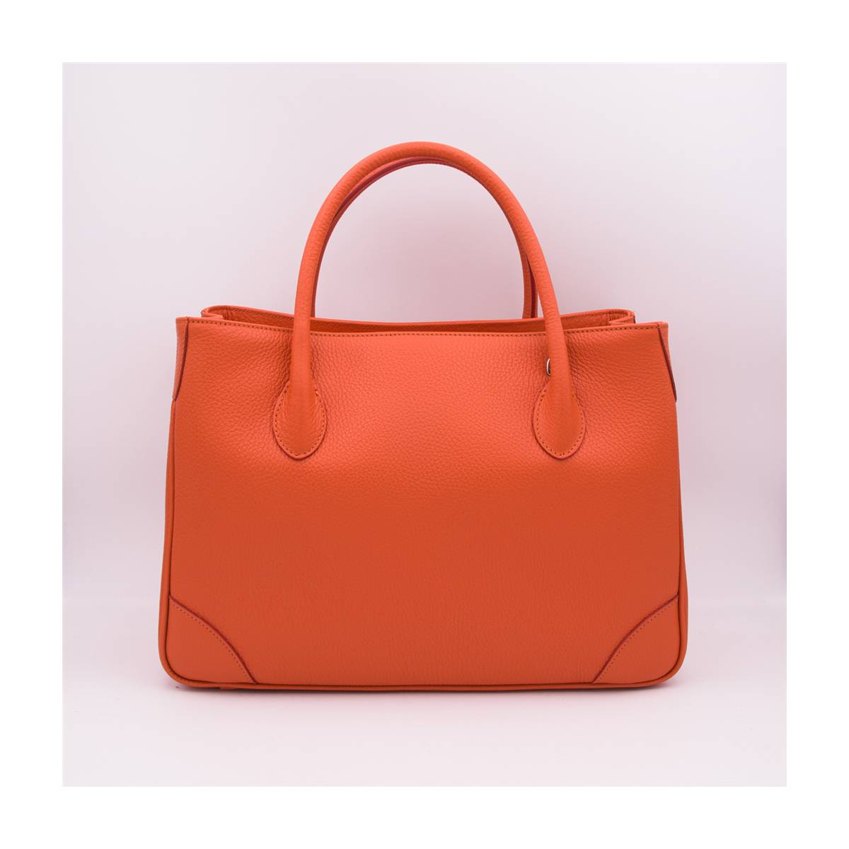 Sac à main cabas en cuir grainé orange orange