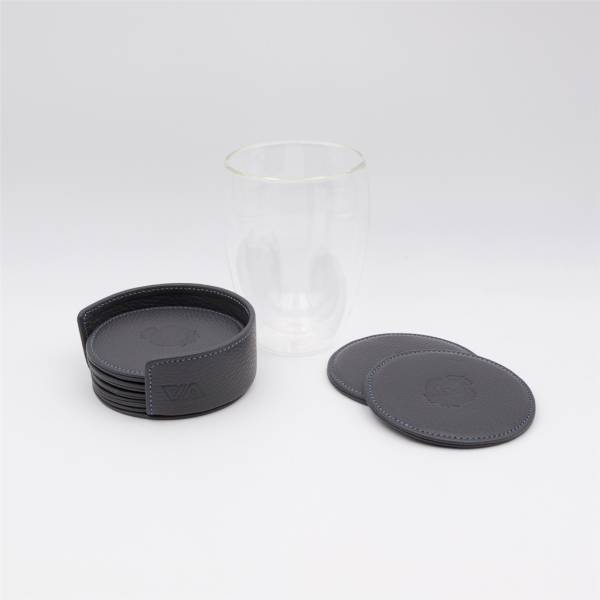 Dessous de verres en cuir anthracite jeans