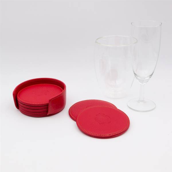 Dessous de verres en cuir rouge rouge