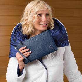 Pochette à main en cuir façon autruche navy navy
