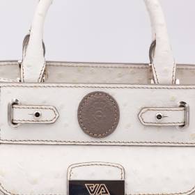 Sac mini cubo en cuir façon autruche écru taupe