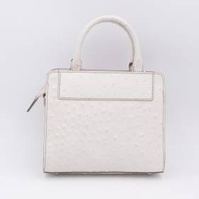 Sac mini cubo en cuir façon autruche écru taupe