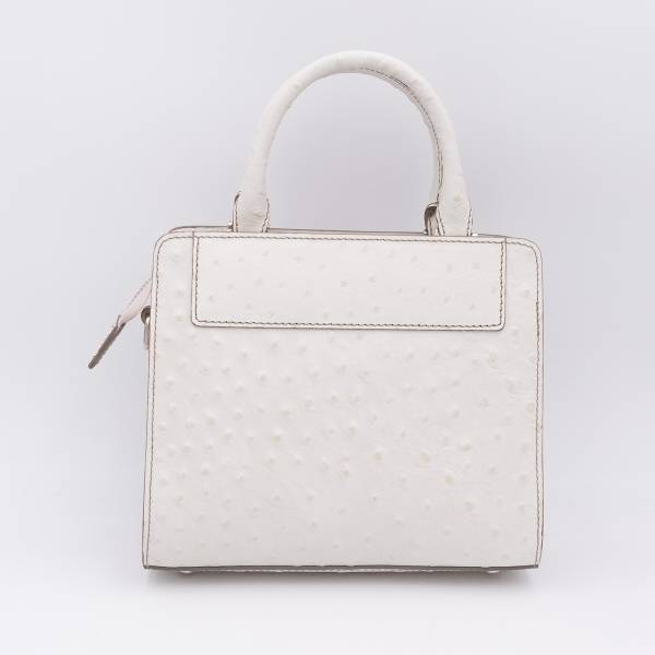 Sac mini cubo en cuir façon autruche écru taupe