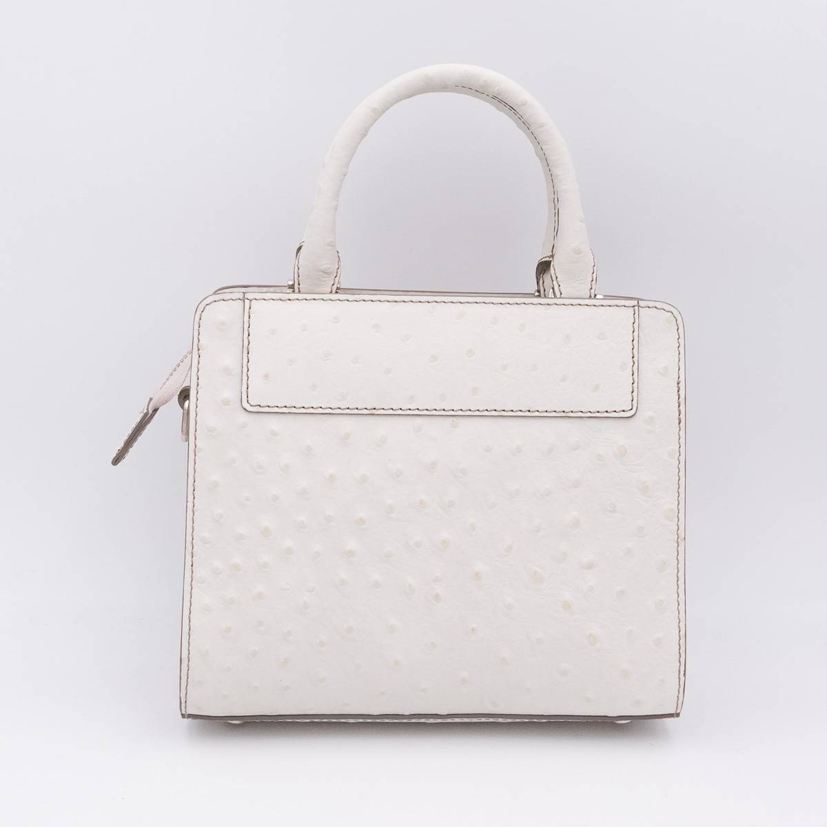 Sac mini cubo en cuir façon autruche écru taupe