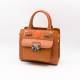 Sac mini cubo en cuir façon autruche noisette orange
