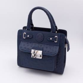 Sac mini cubo en cuir façon autruche navy navy