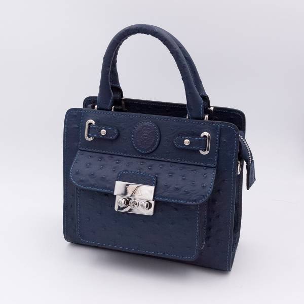 Sac mini cubo en cuir façon autruche navy navy
