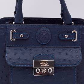 Sac mini cubo en cuir façon autruche navy navy