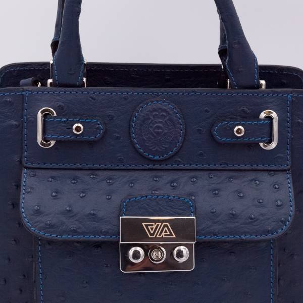 Sac mini cubo en cuir façon autruche navy navy