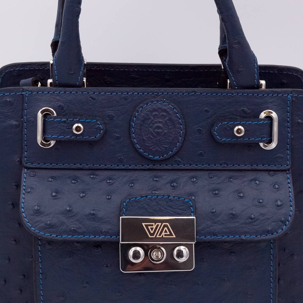 Sac mini cubo en cuir façon autruche navy navy