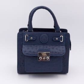 Sac mini cubo en cuir façon autruche navy navy