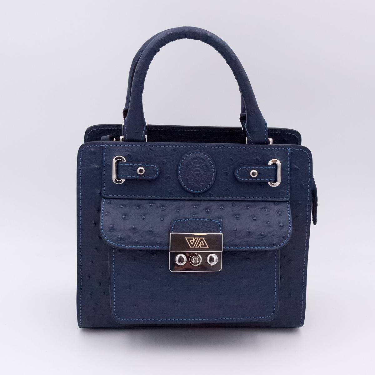 Sac mini cubo en cuir façon autruche navy navy