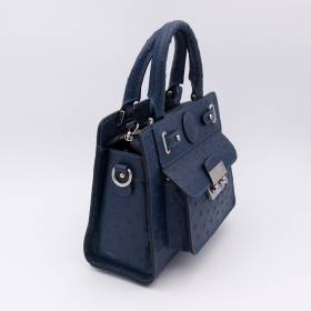 Sac mini cubo en cuir façon autruche navy navy
