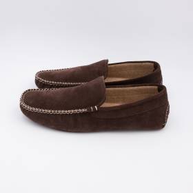 Chaussons H cuir agneau doubl cashmere marron taupe écru