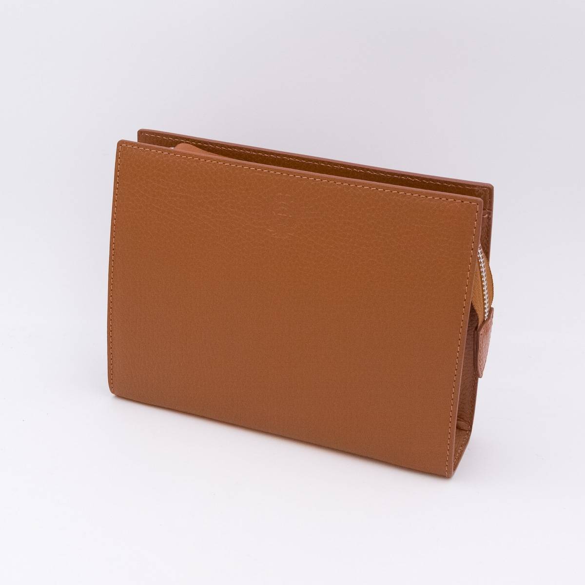 Grande trousse en cuir grainé noisette noisette